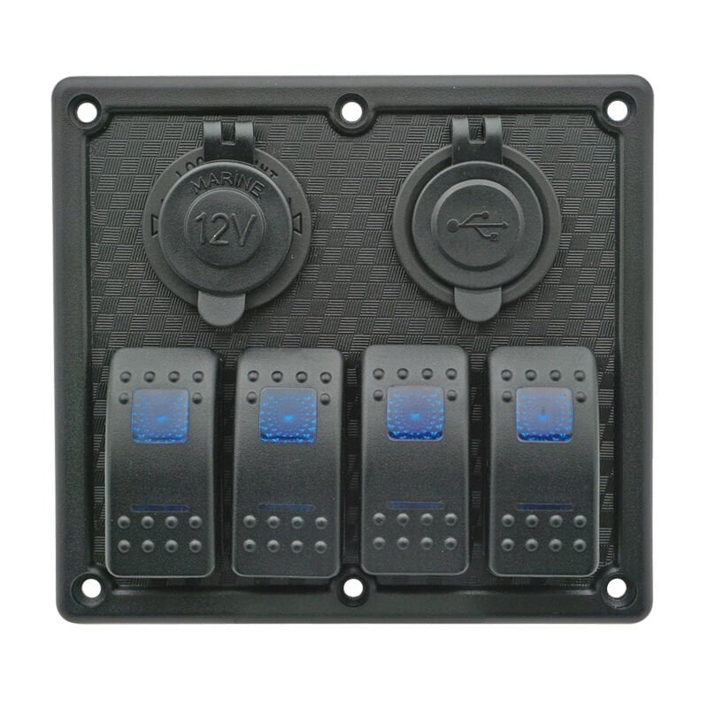 Rocker Switch Panel with LED, 12V/24V, (4 Rockers)