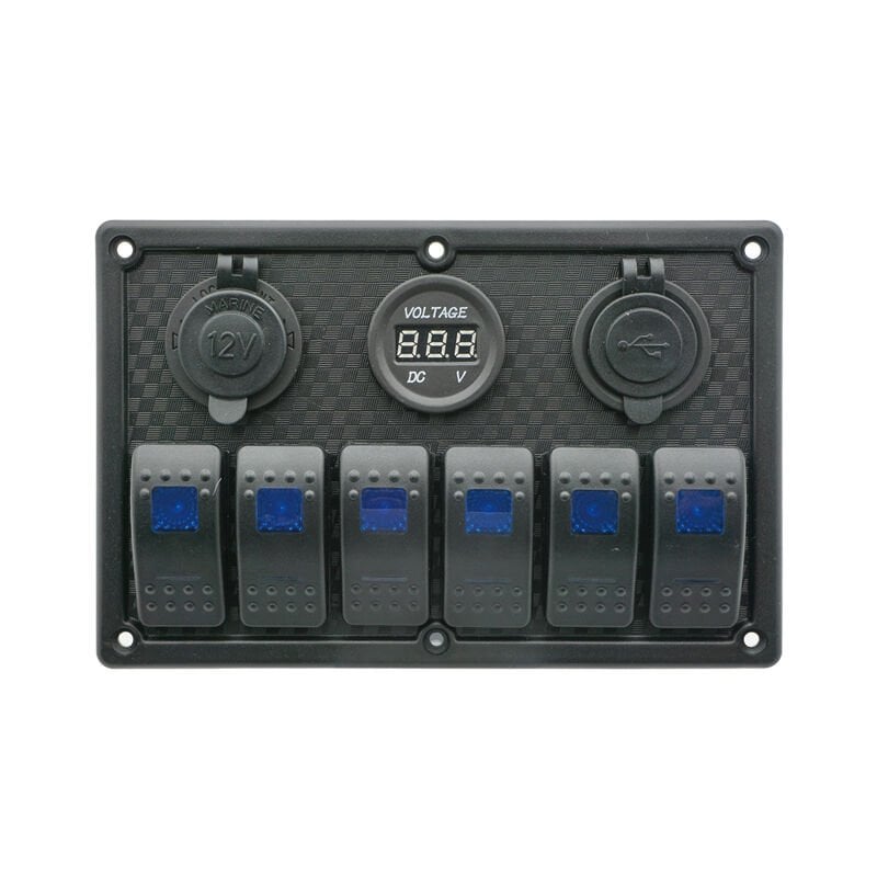 Rocker Switch Panel with LED, 12V/24V, (6 Rockers)