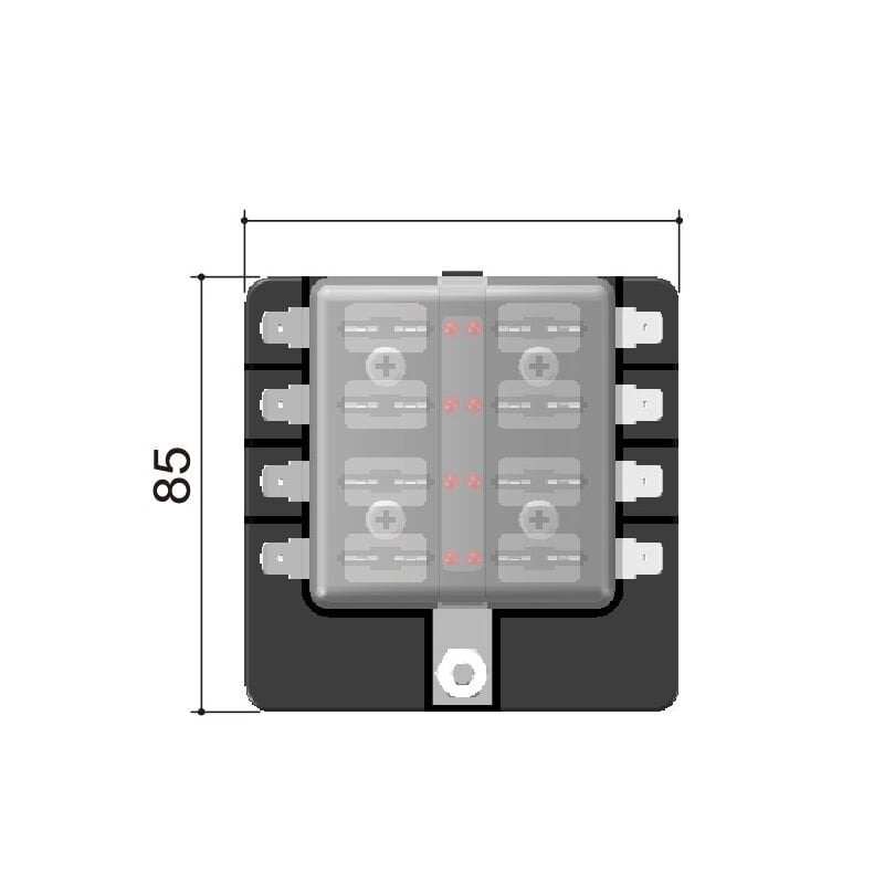 Standard Blade Fuse Holder Box for 8 Fuses, Screw Connection