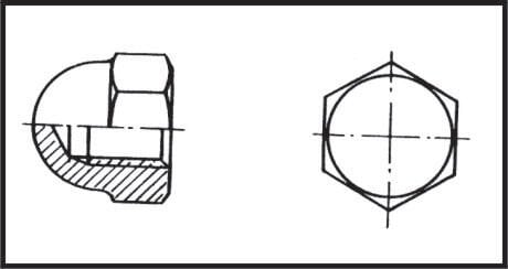 Kör Somun Μ 6 Mm Aısı 316 Dın 1587, UNI 5721