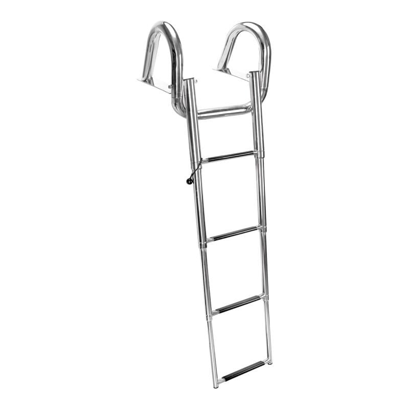 Telescopic Ladder w/Handrail, 4 steps, Inox316, L1145xW385mm