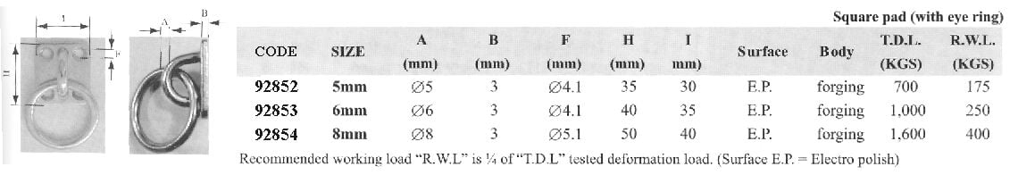 SPARE PAD W/EYE RING STAINLESS STELL DIAM 8