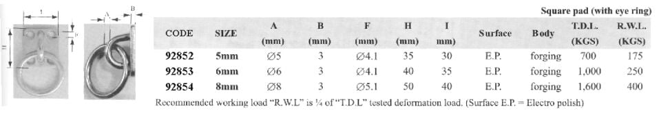 SPARE PAD W/EYE RING STAINLESS STELL DIAM 8
