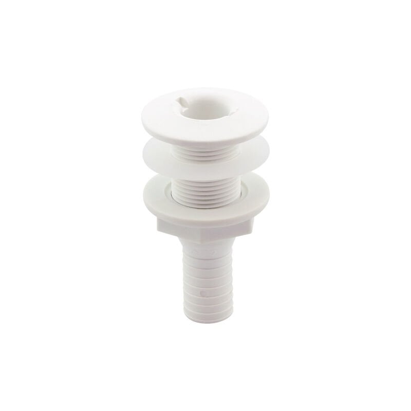 Thru-Hull Fitting 3/4'', w/Hose Barb Ø19mm & Washer, White, ISO